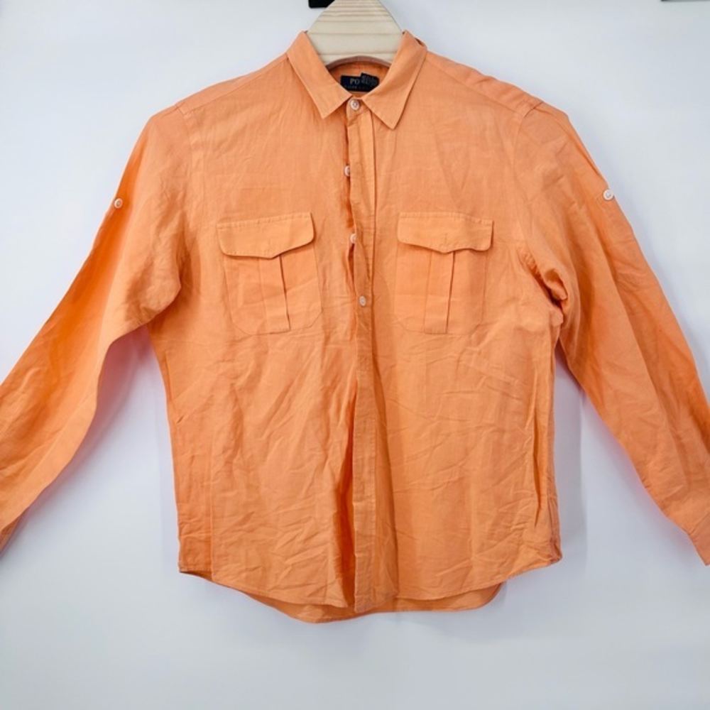 Ralph lauren men’s linen  shirt linens‎ XL  peach 🍑 color